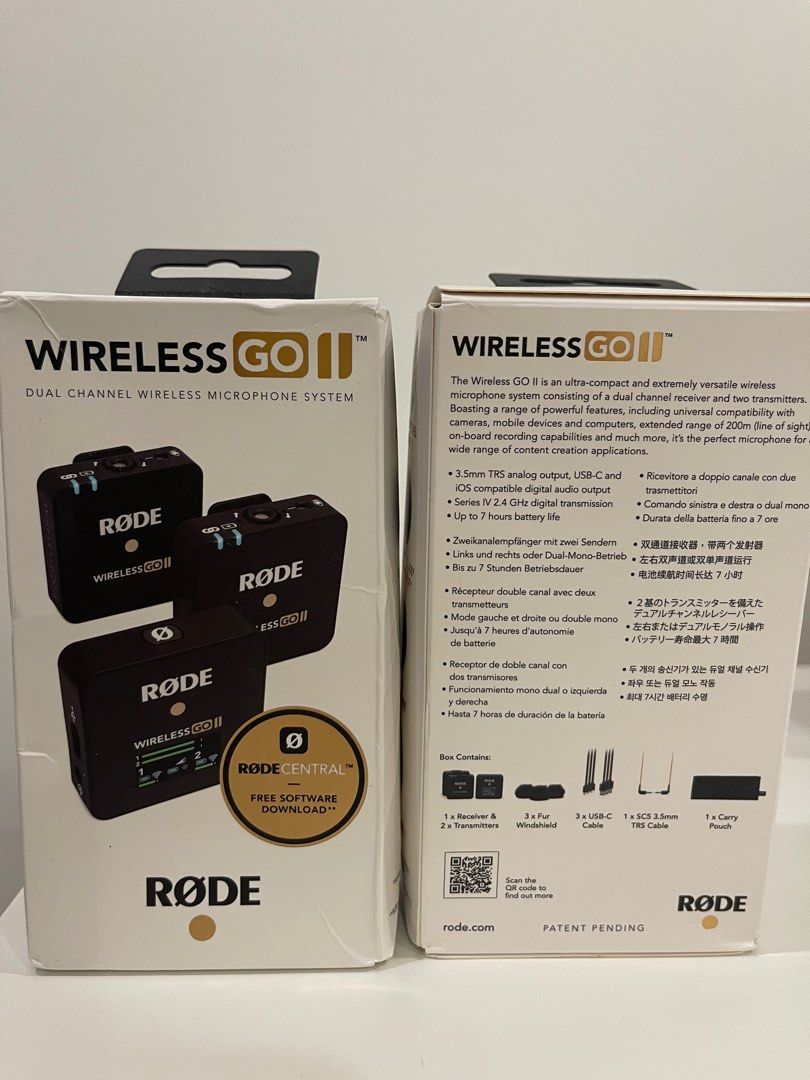 RODE Wireless Go II - Dual Transmitter brandnew (Category: Microphones) located in Pasig City. Submitted by techpartnerph (Listing ID 1242324702, Image 2). Description: RODE Wireless Go II - Dual Transmitter (Below SRP) ✅ Dual channel wireless microphone system for recording two sound sources simultaneously ✅ Series IV 2.4GHz digital transmission, optimized for extremely stable operation in dense RF environments ✅ 3.5mm TRS analog output, USB-C a