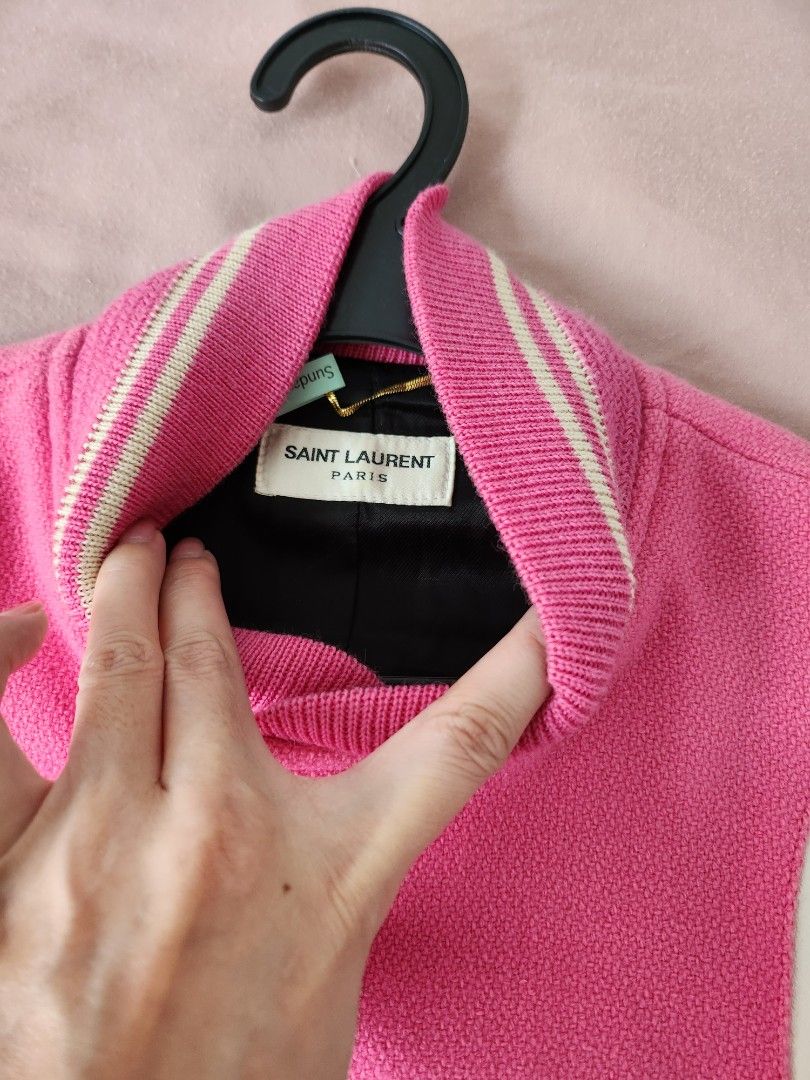 Saint laurent shop teddy jacket pink