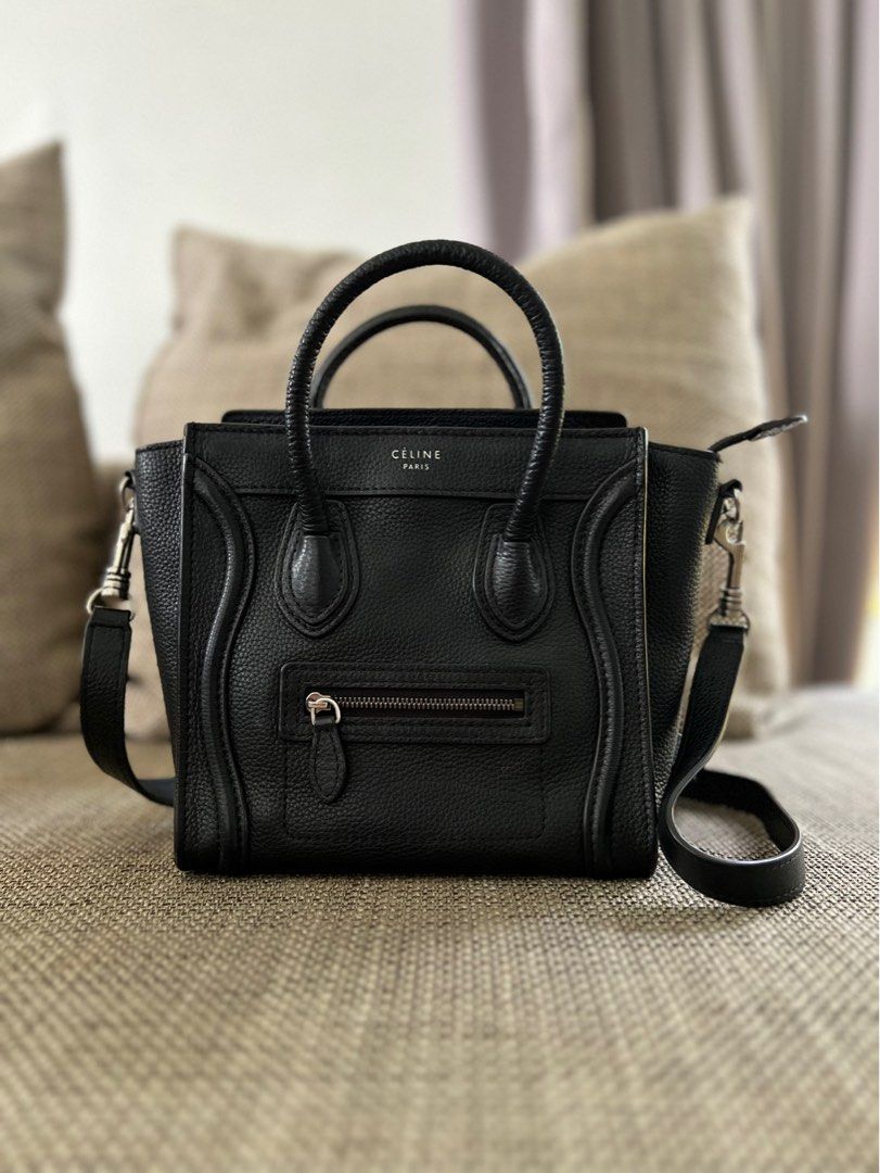 SALE Authentic Celine Nano Luggage Pebbled Black Silver hardware