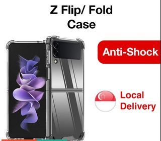 Samsung Z Flip/ Fold 4 3 Case Hard Soft Galaxy Phone Cover Casing Clear Transparent