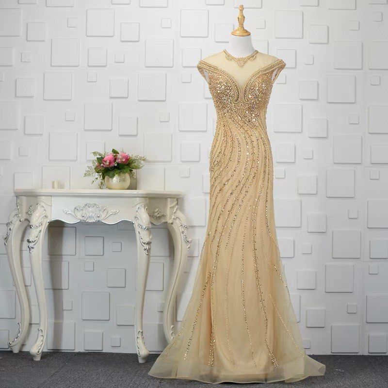 Gold sequin mermaid cheap gown