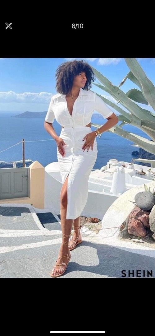 Shein button down dress top
