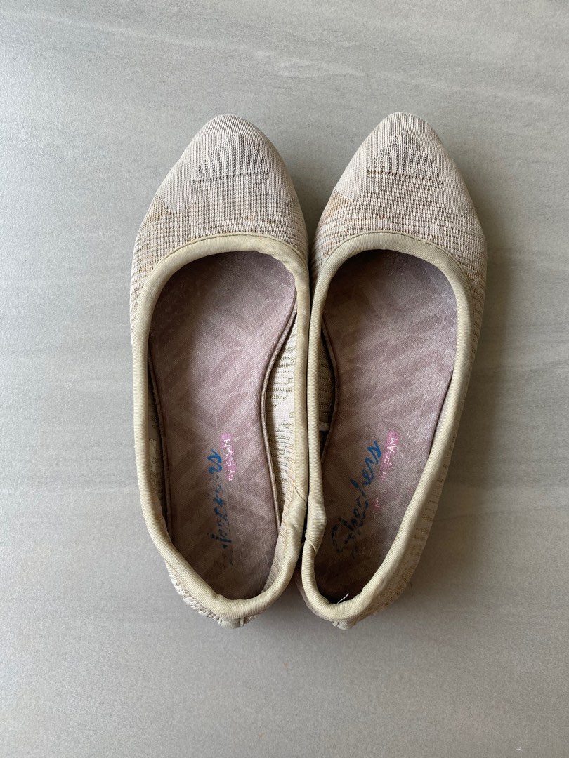Skechers Memory Foam Flats Beige Women s Fashion Footwear