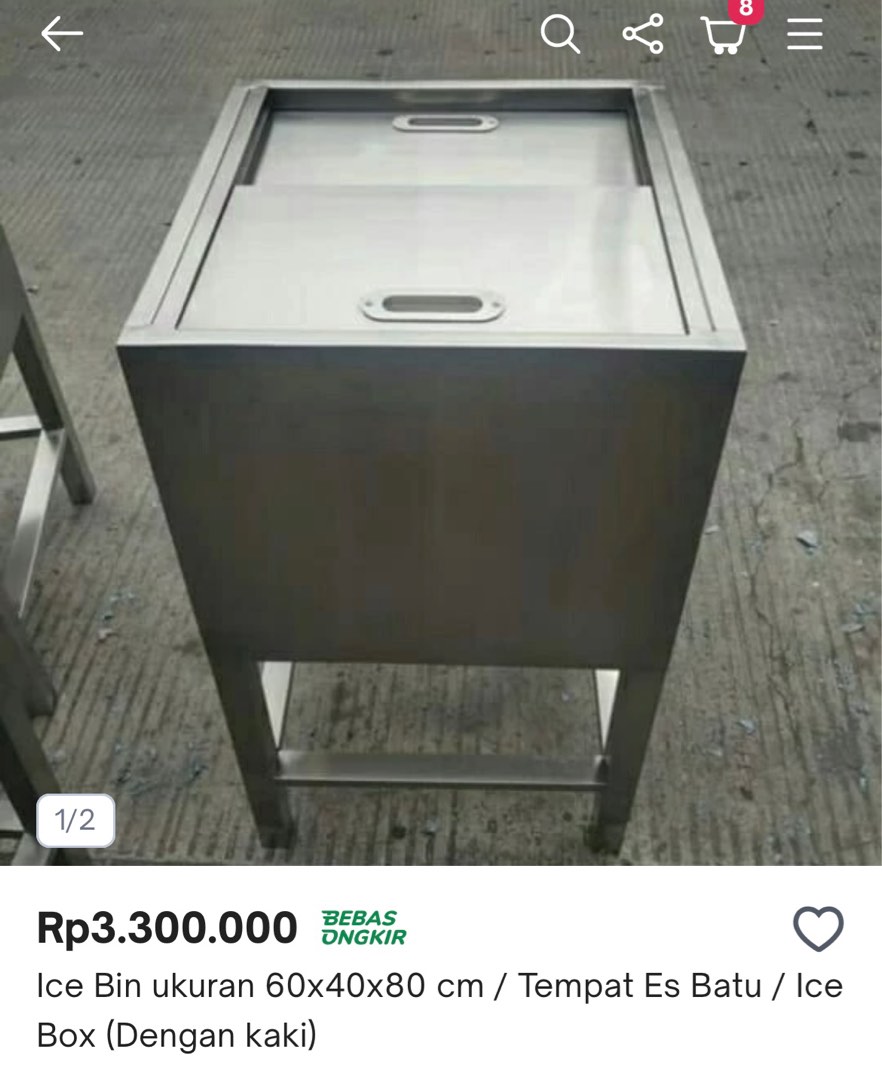 Stainless Steel Ice Bin 50x50x40cm, Kitchen & Appliances di Carousell