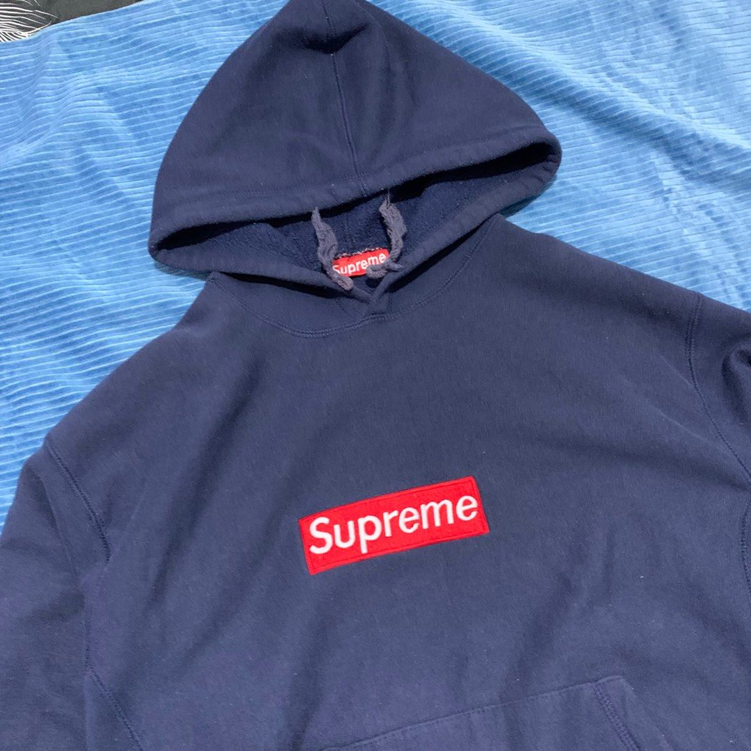 Blue Supreme Hoodie Red Box Logo 2024 www.lightgames.pro
