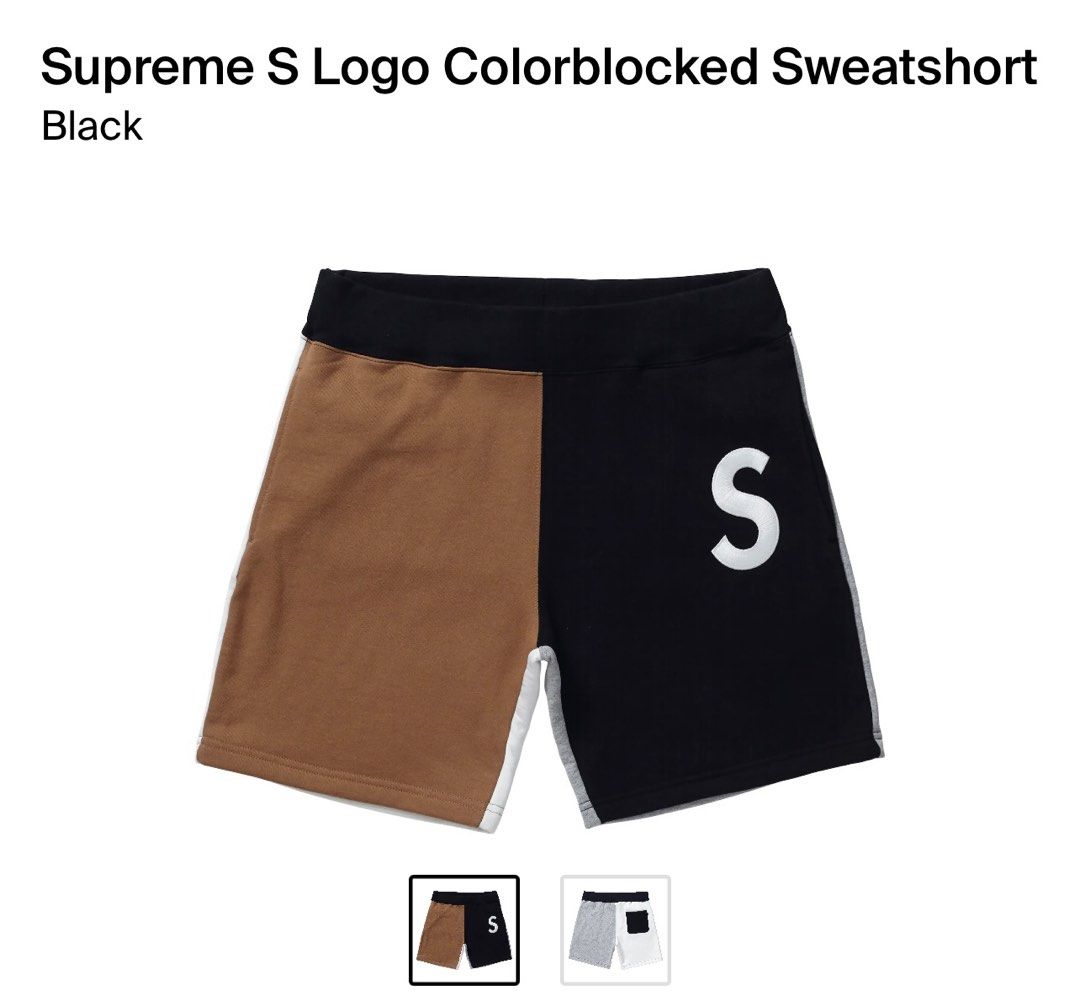 中古)SUPREME S Logo Colorblocked SweatsShort size:L, 名牌, 服裝