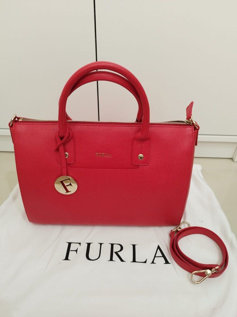 Tas Furla Bag Furla Linda Arancio Satchel warna Red 100 Original Store