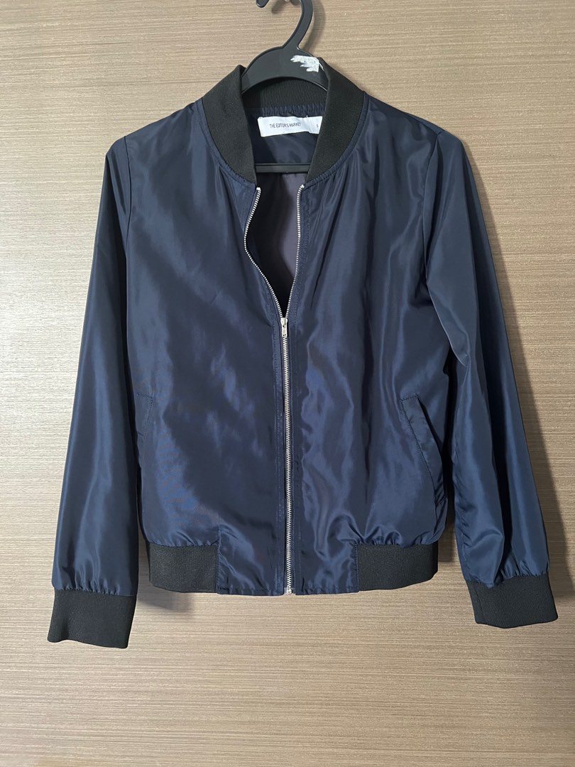 TEM Navy Bomber Jacket, Women's Fashion, Coats, Jackets and Outerwear