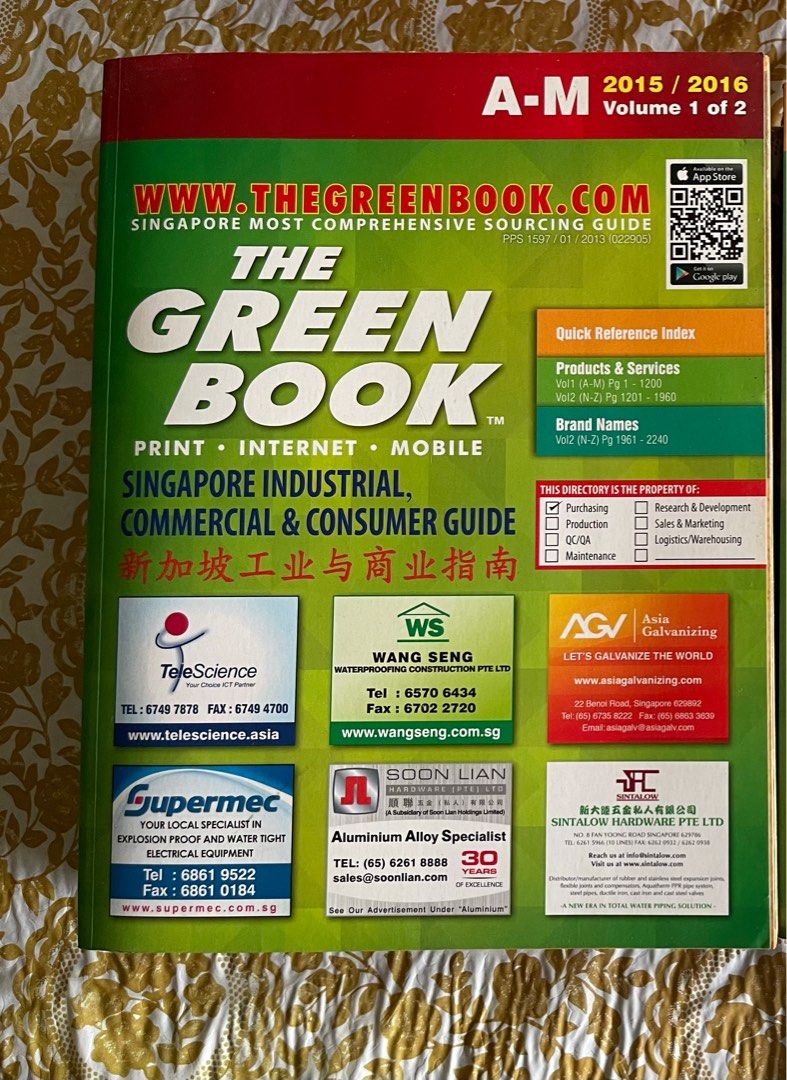 The Green Book Singapore Industrial Commercial Sourcing Guide Telephone Directory