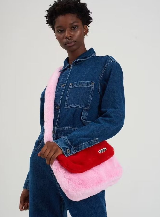 Red faux fur bag 2025