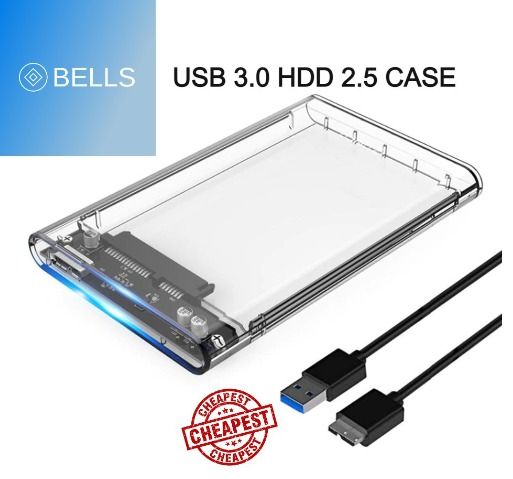 Transparent & Grey HDD Case 2.5 inch SATA to USB 3.0 Tool Free