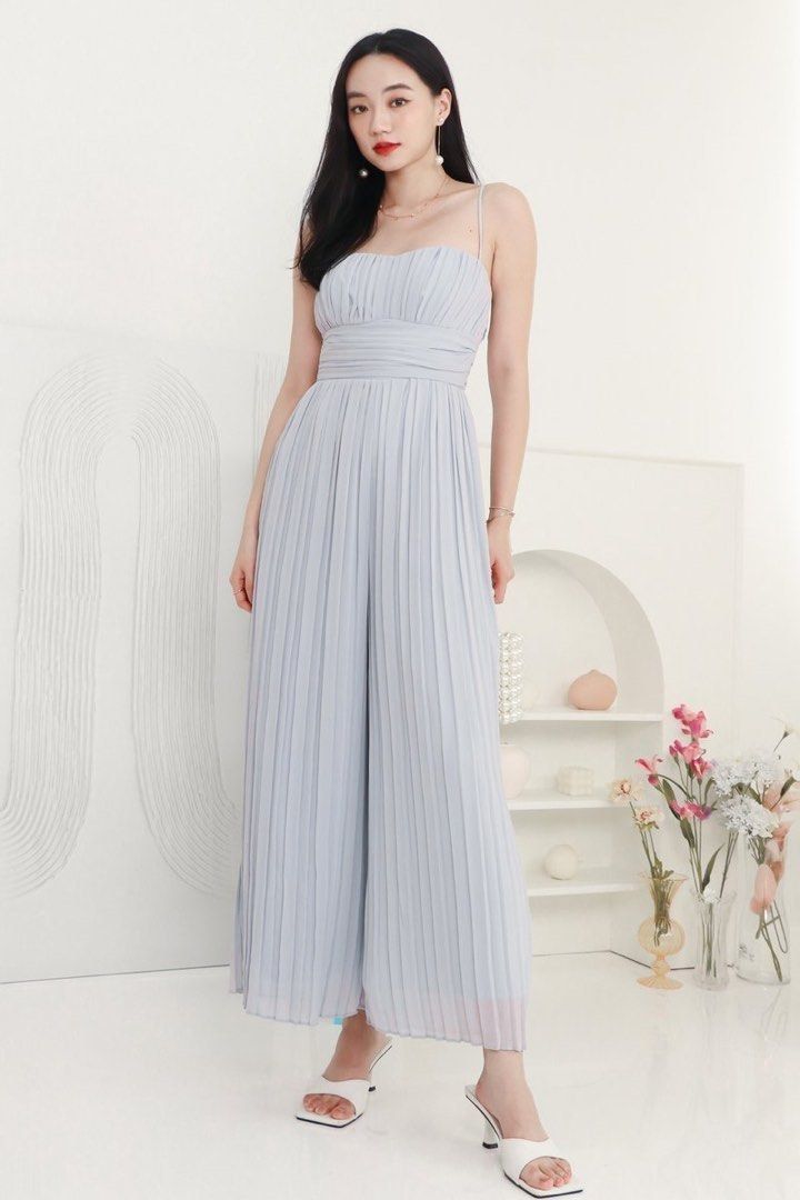 Grey best sale chiffon jumpsuit