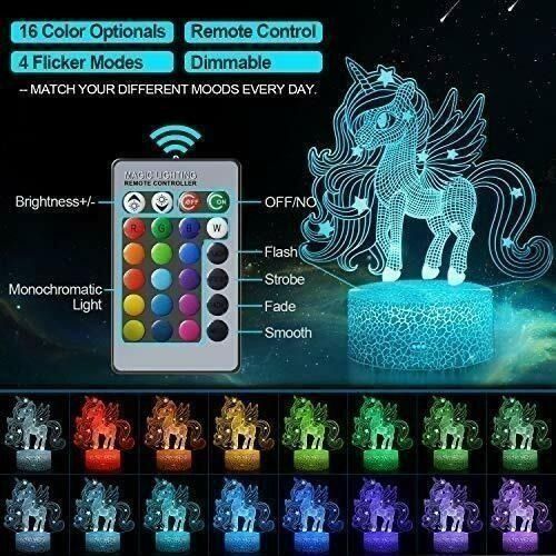 3D Unicorn Crystal Ball Light, LED Cute Unicorn Star Sky Series Night Light,  With Night Luminous Wooden Base, USB Ambient Light, Creative Gift, Unique  Room Decor colorful light : : Lighting