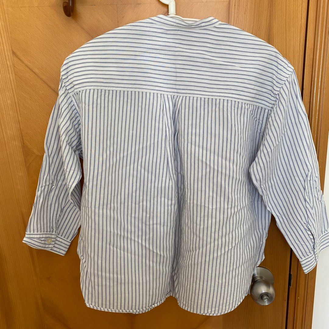 lemontea Stripe Open Collar Shirt-