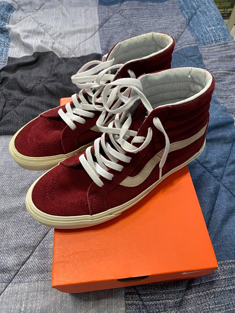 Vans Sk8 Hi Maroon Suede Men s Fashion Footwear Sneakers on