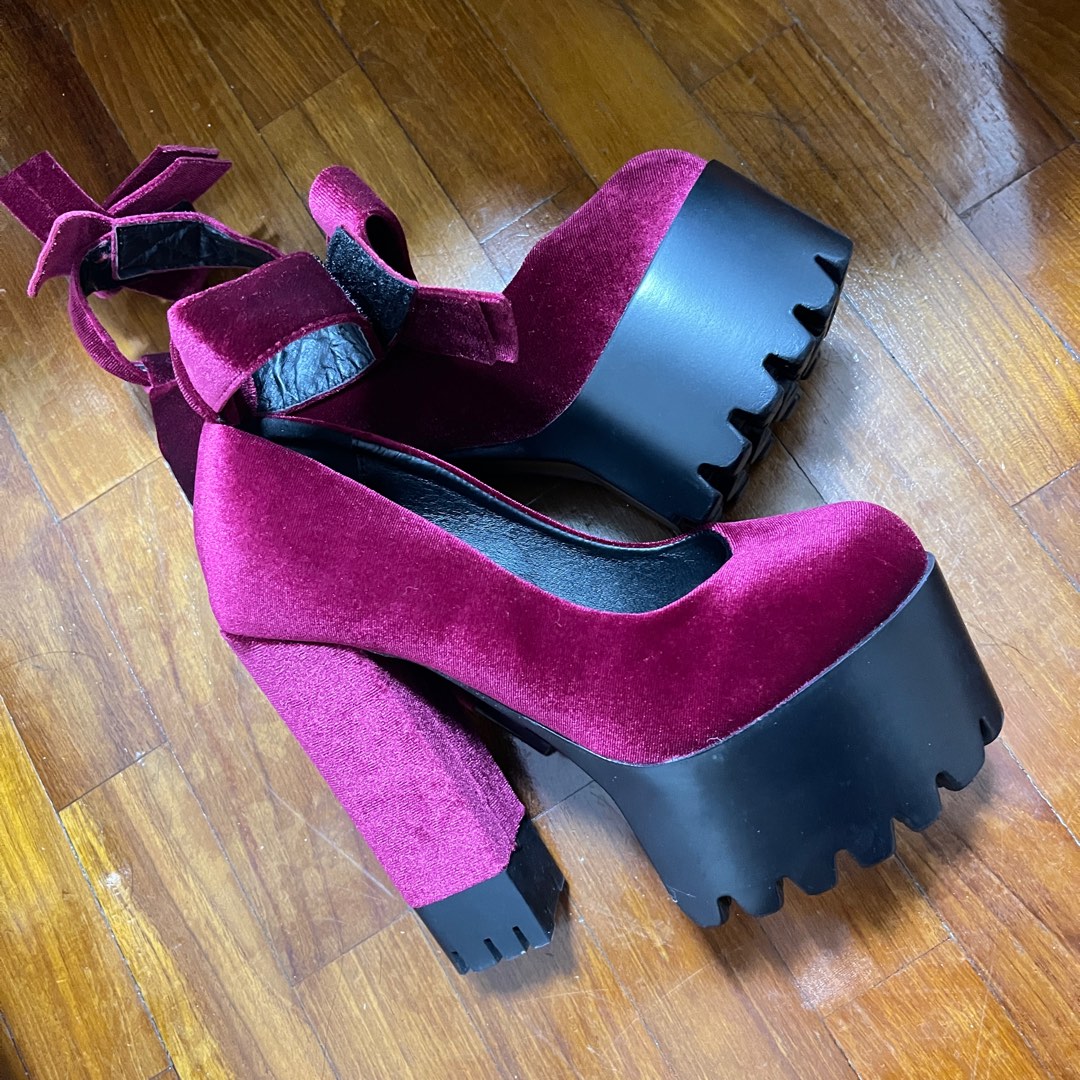 Velvet high heels Women s Fashion Footwear Heels on Carousell