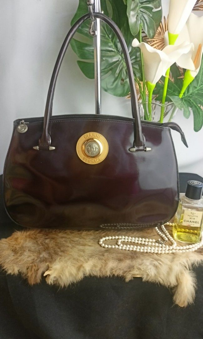 Versace patent online leather bag