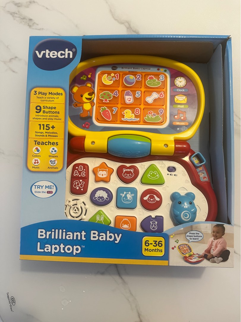 VTECH Brilliant Baby Pink Laptop Interactive Learning Travel Kids Light Up  Toy W