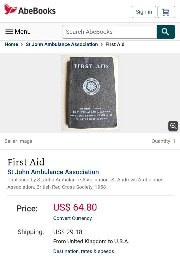 Vintage First Aid Book St John Ambulance Manual 1958, Hobbies & Toys ...