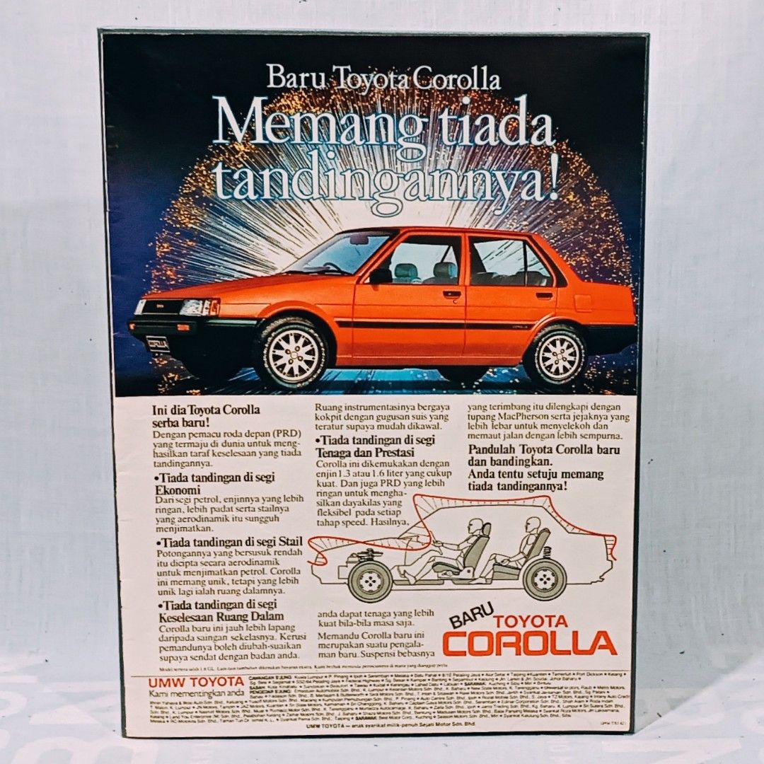 Vintage Frame Poster Toyota Corolla, Furniture & Home Living, Home