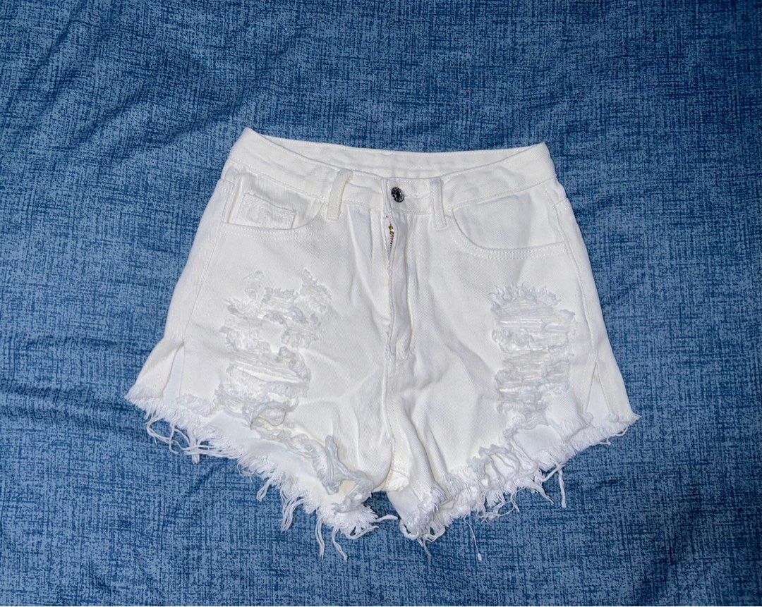 White ripped shorts cheap