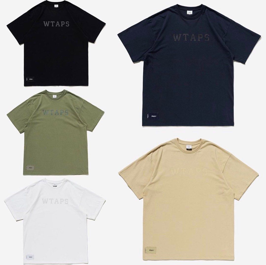 Wtaps 2023 College SS Tee Beige 03, 男裝, 上身及套裝, T-shirt