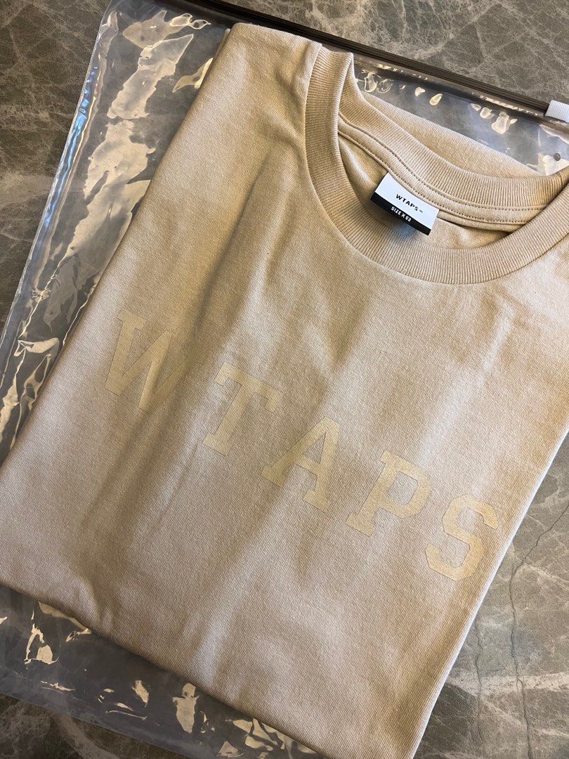 Wtaps 2023 College SS Tee Beige 03, 男裝, 上身及套裝, T-shirt