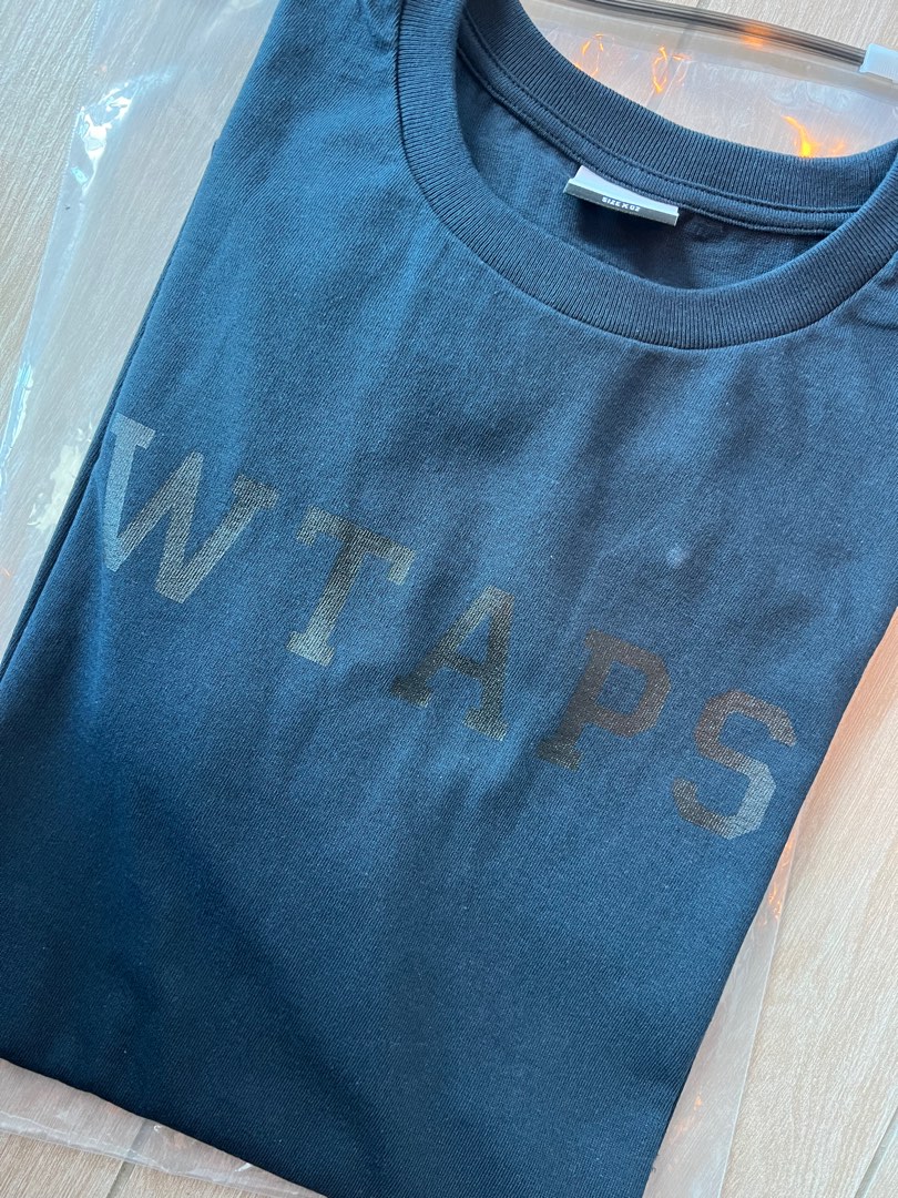 Wtaps 2023SS College Tee Navy 02, 男裝, 上身及套裝, T-shirt、恤衫