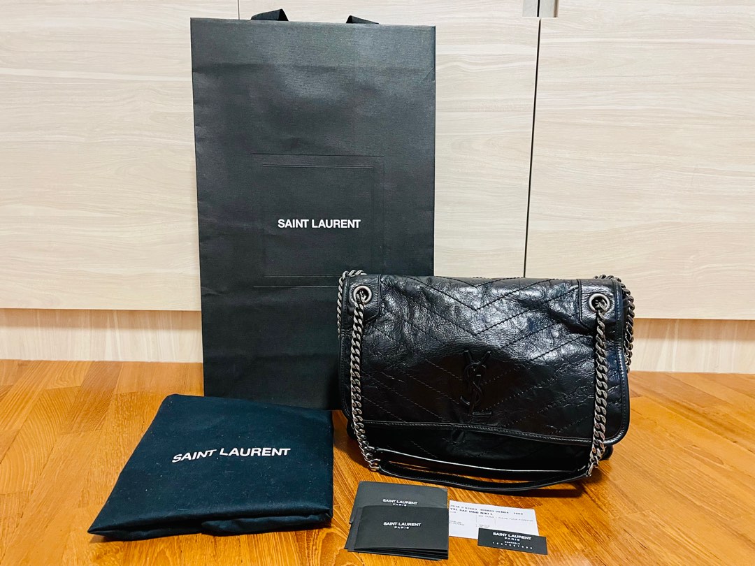 YSL Niki Large in Crinkled Vintage Leather, Luxury, Bags & Wallets on  Carousell