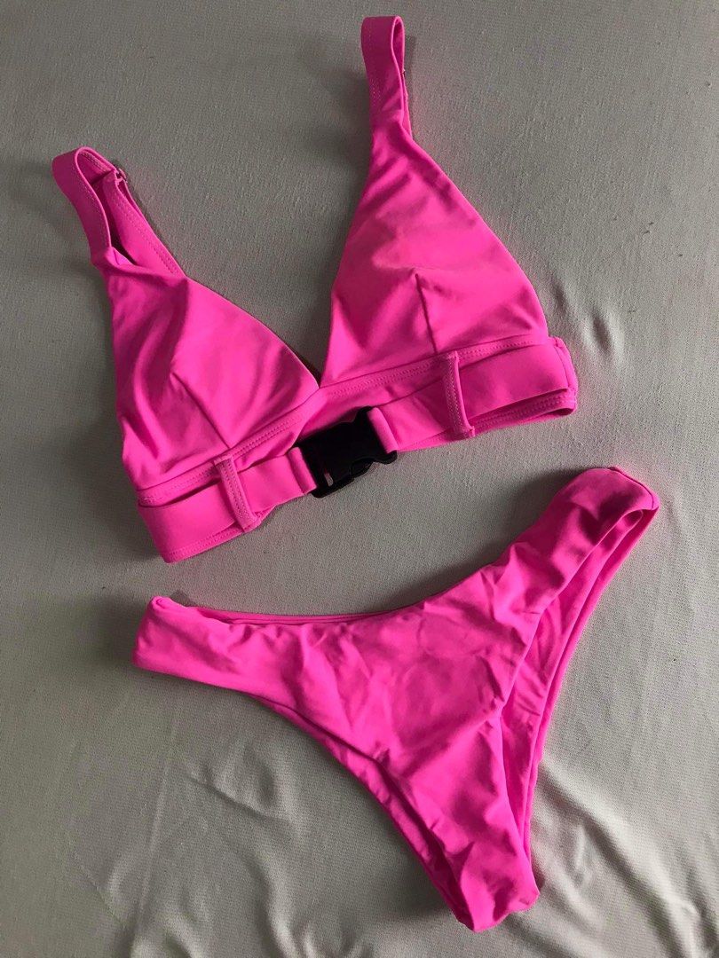 Zaful Neon Pink Bikini Swimsuit Women s Fashion Swimwear