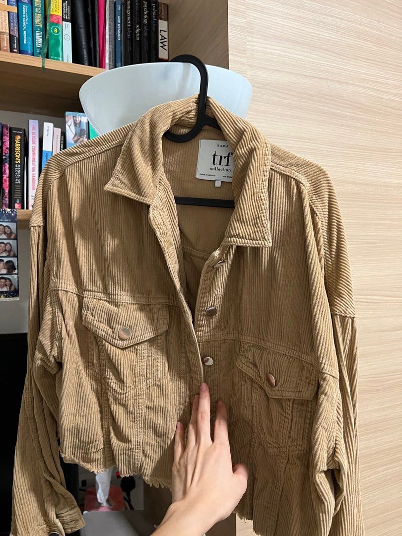 Zara cropped corduroy jacket discount