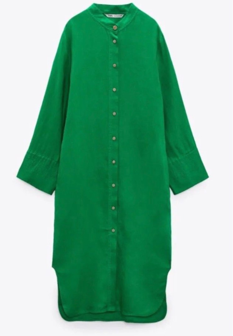 ZARA GREEN LINEN DRESS, Women's Fashion, Dresses & Sets, Dresses on
