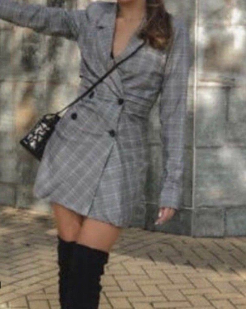 Checked blazer dress zara sale