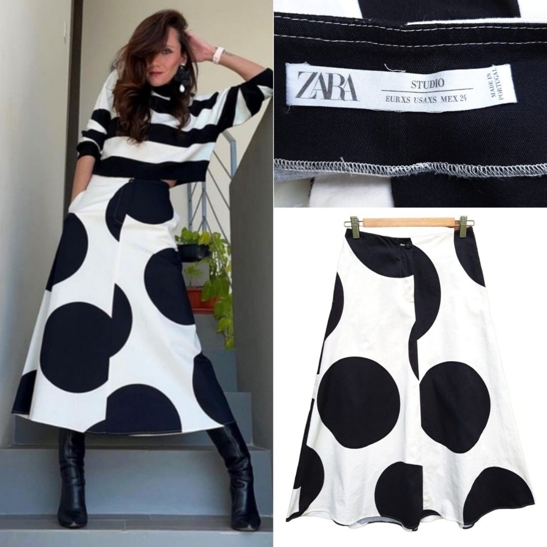 Polka dot midi skirt zara cheap