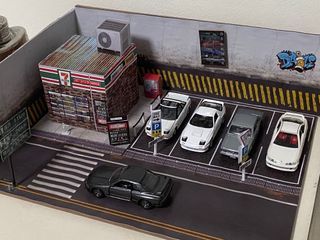 4-Story Diorama 1/64 Car Garage Model Parking Lot Backdrop Display Scene  Model