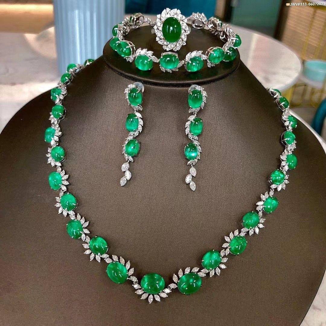 18k gold inlaid Natural Gemstone Set Chain