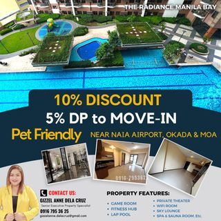 5% DP to Move-in Rent to own 1BR & 2BR  condo Units for Sale at Radiance Manila Bay South Tower in Roxas Blvrd Pasay Near Moa and Airport
