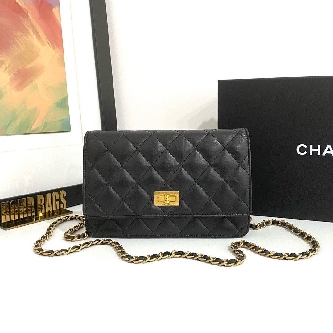 💯% Authentic Chanel Black Quilted Aged Calf WOC with GHW