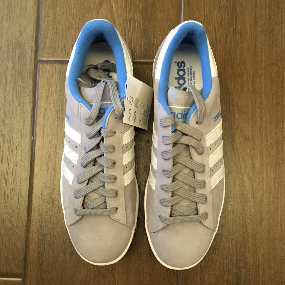 ADIDAS Campus Grey/White/Blue UK9.5 / US10 018377, Men's Fashion