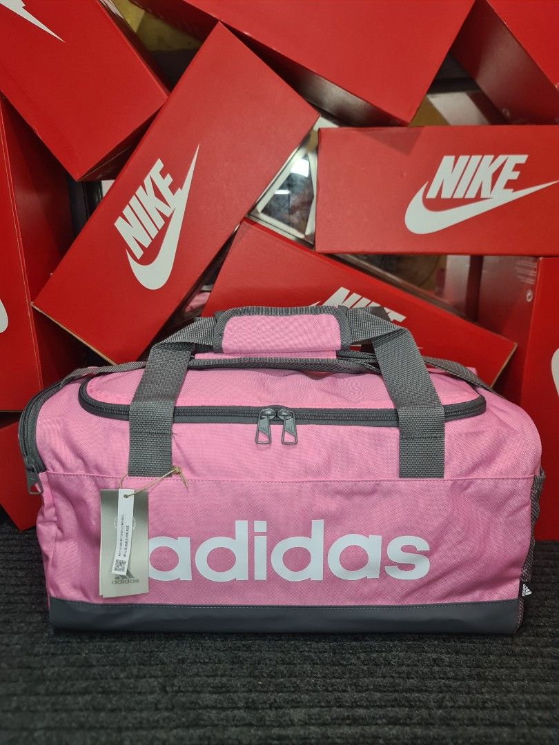 Adidas Essential Logo Duffel Bag Pink 25L on Carousell