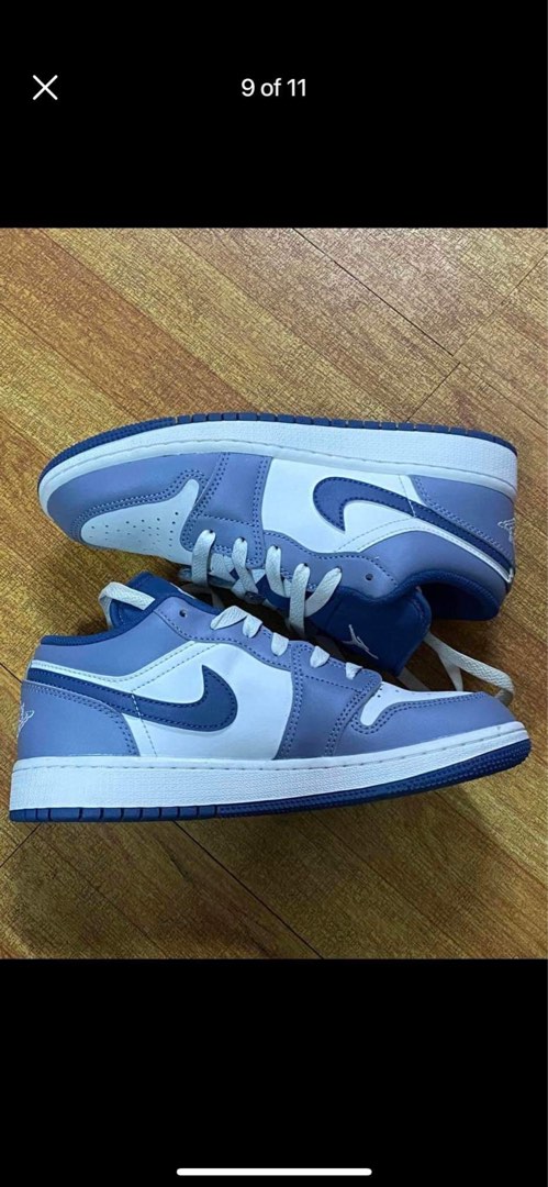 Air Jordan 1 Low Steel Blue (GS), Women's Fashion, Footwear