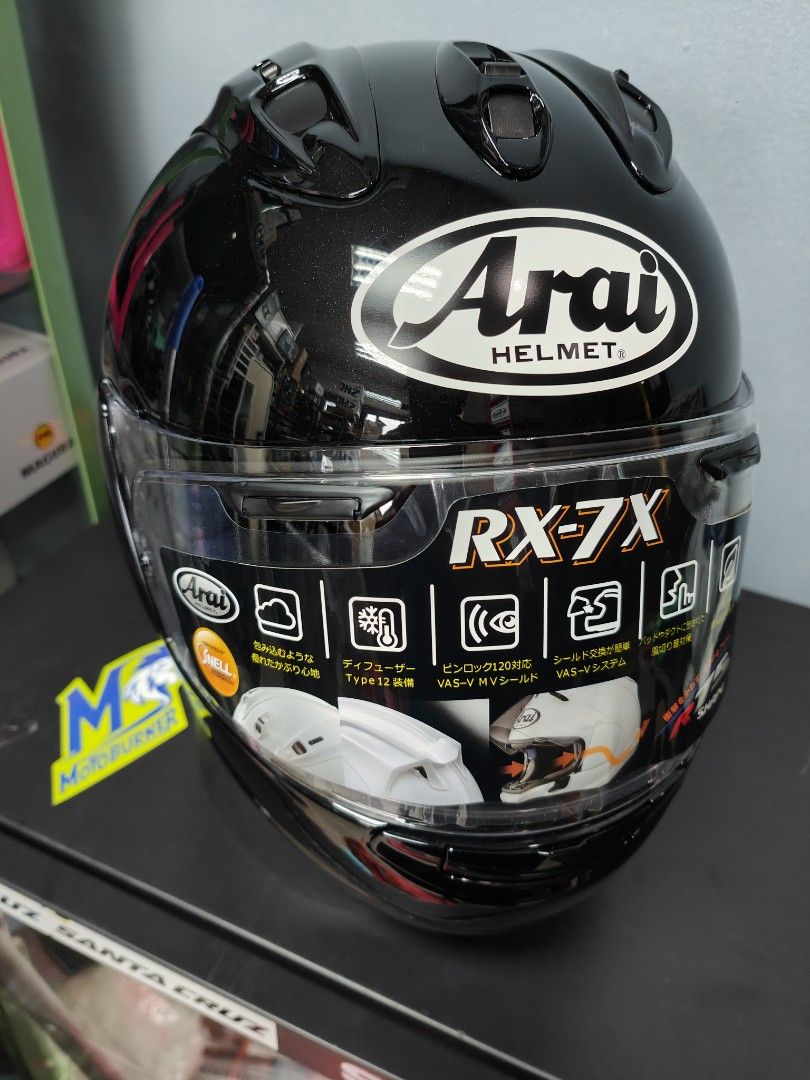 Arai RX7X Gloss black helmet (Category: Motorcycle Apparel) located in Singapore. Submitted by stellar_motoburner (Listing ID 1242396489, Image 1). Description: .