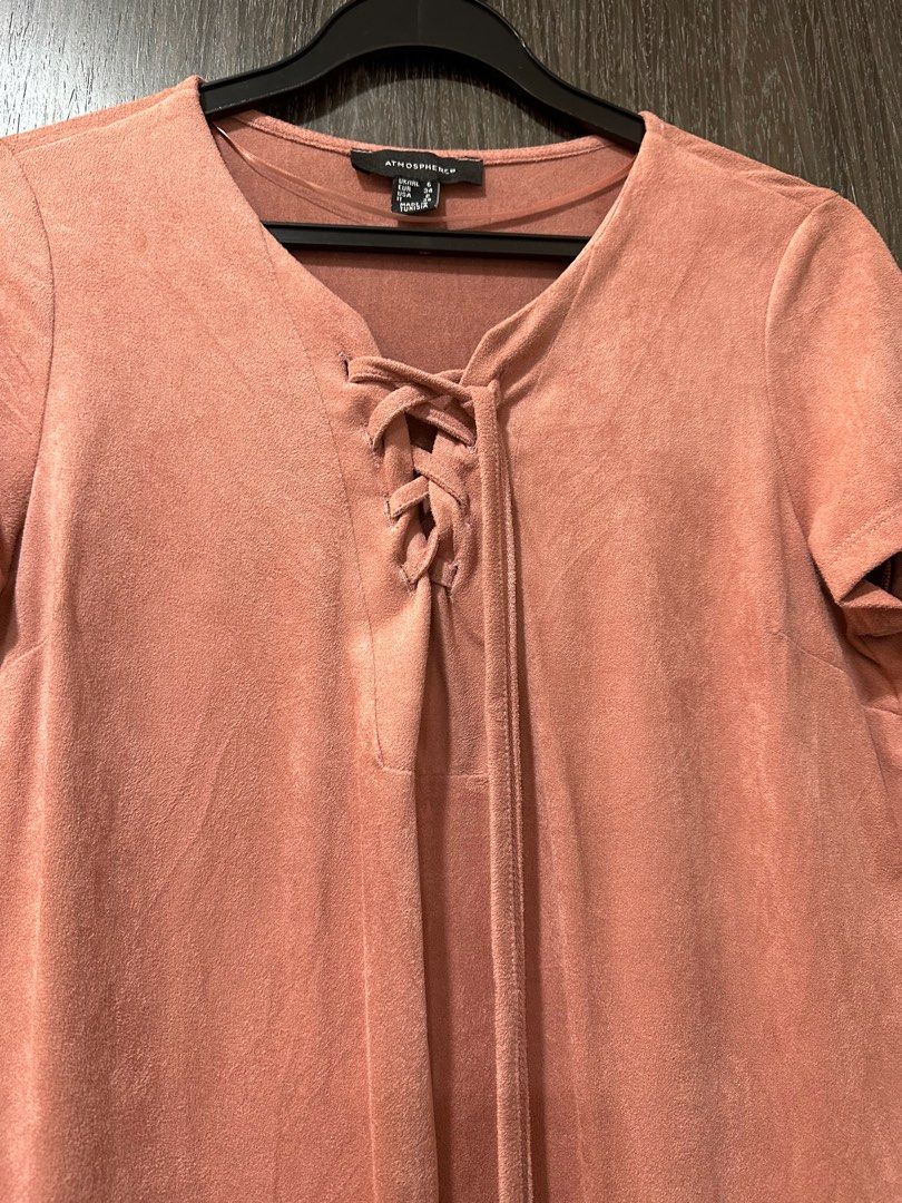 atmosphere suede tie up dress, Women's Fashion, Dresses & Sets, Dresses on  Carousell
