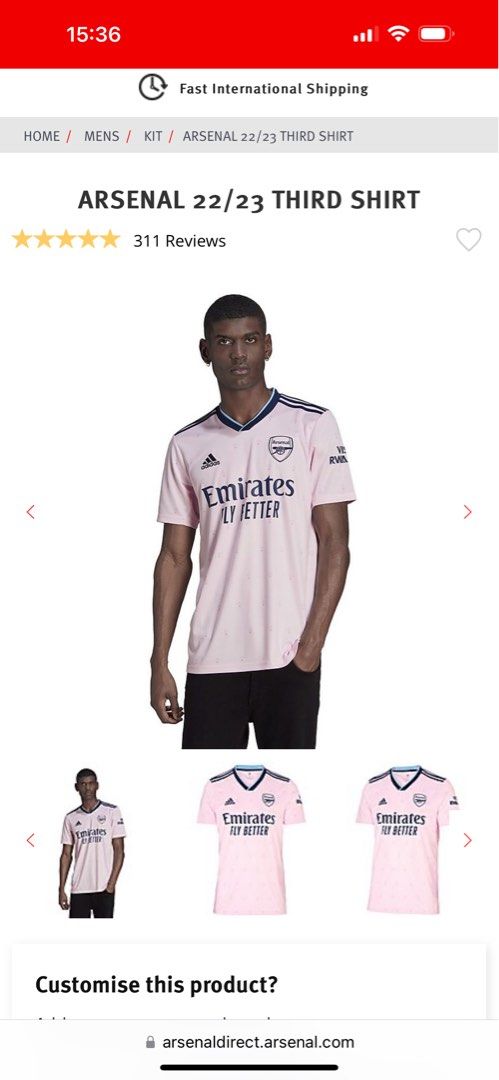 arsenal 22 23 authentic away shirt