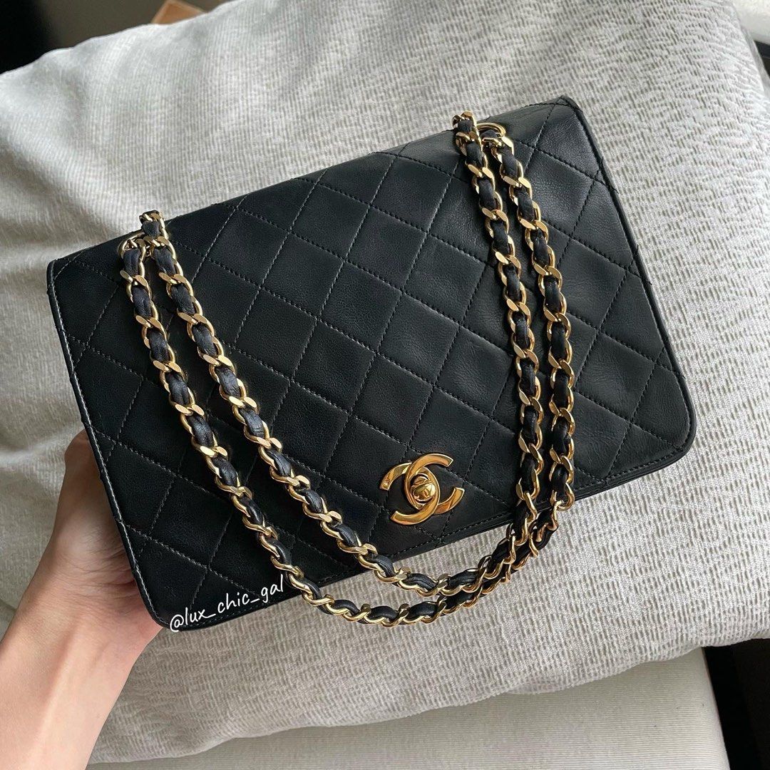 AUTHENTIC CHANEL Small 9 Full Flap Bag with BACK POCKET 24k Gold Hardware  ❤️