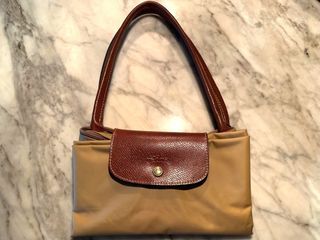 Longchamp, Bags, Authentic Rare Longchamp Large Coated Canvas Le Pilage  Modele Depose Tote Bag