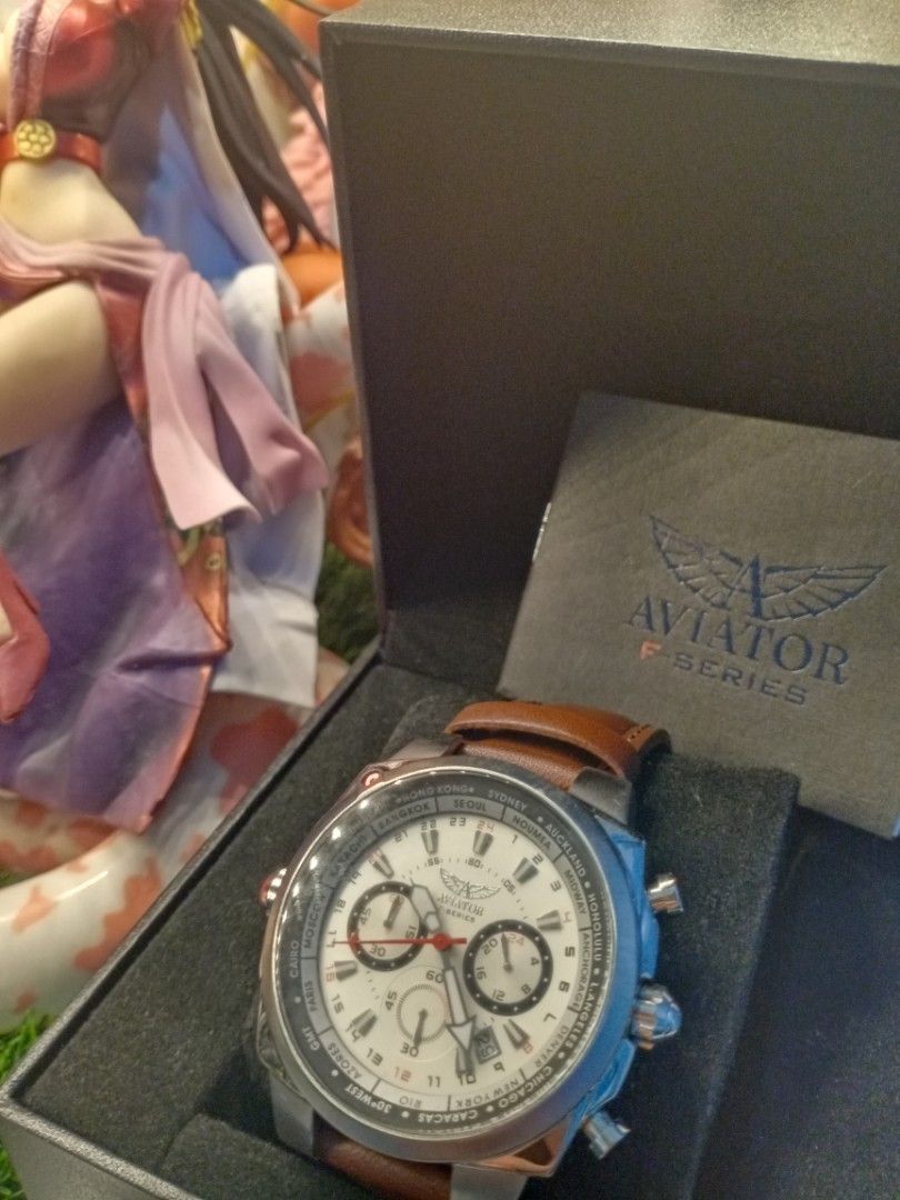 Aviator Men s AVW7768G68 World Time Stainless Steel Chronograph