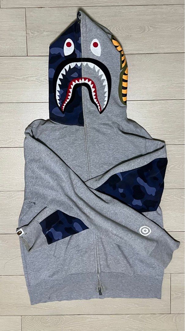 Black and blue bape hoodie deals