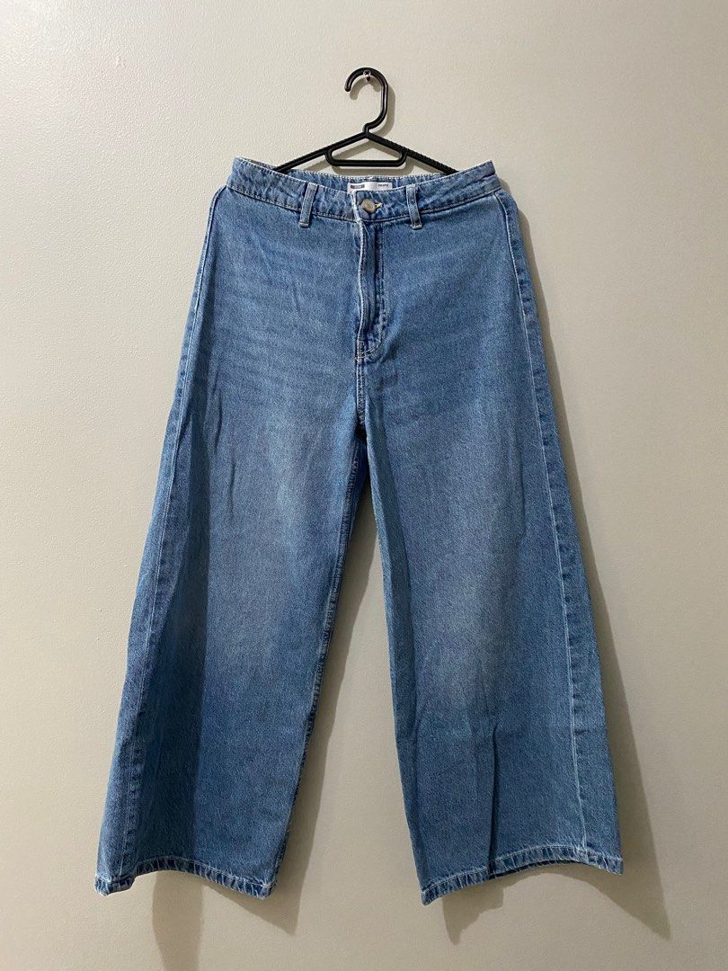 Bershka Denim Culotte Pants Women s Fashion Bottoms Jeans on Carousell