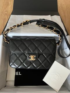 BNIB Chanel coco first 23cm caviar small flap black AGHW not mini